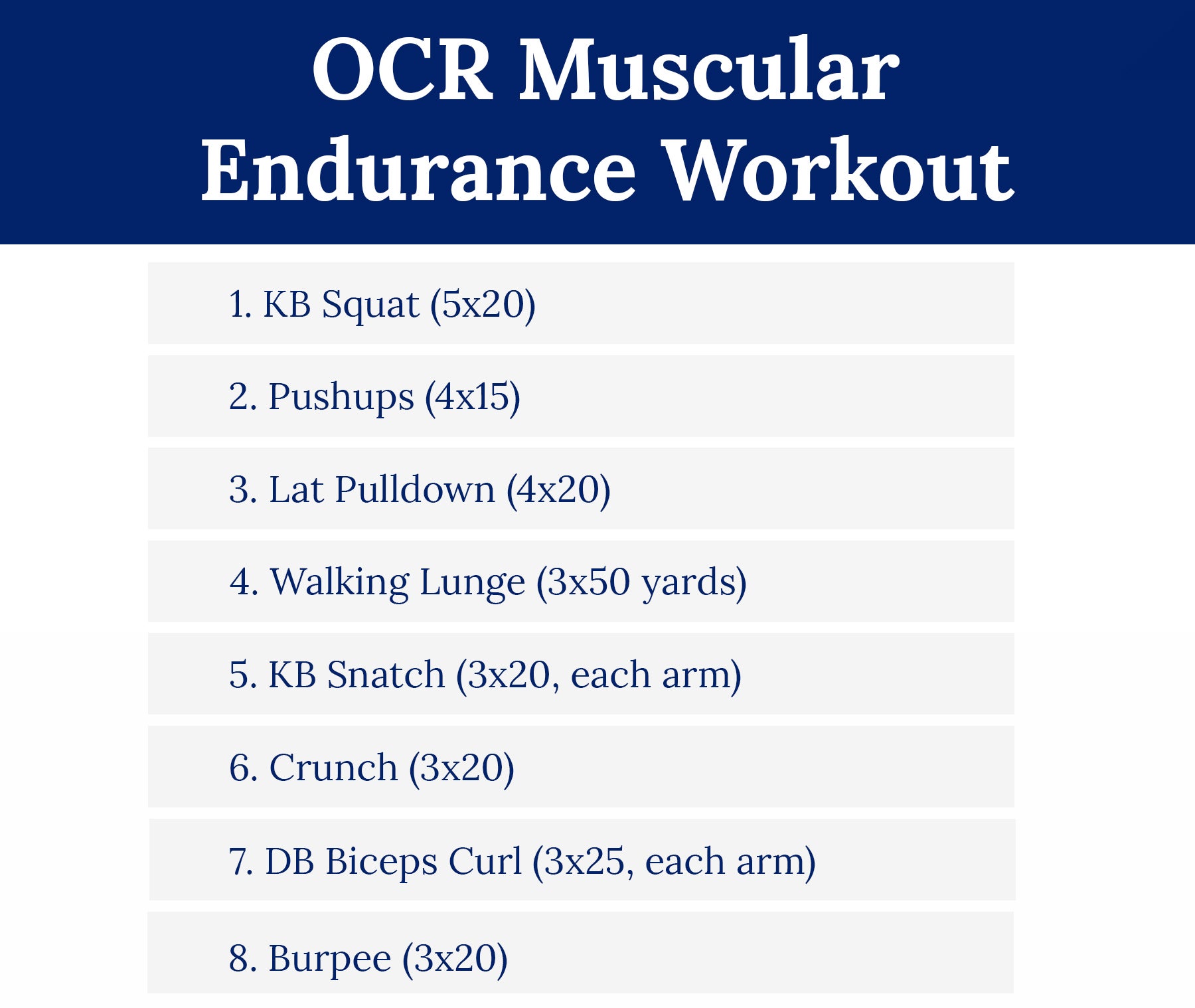 OCR Muscular Endurance Workout