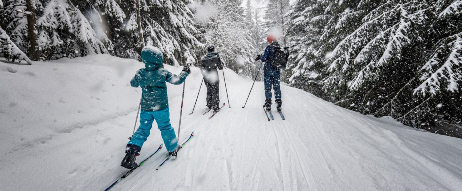 family cross country skiing