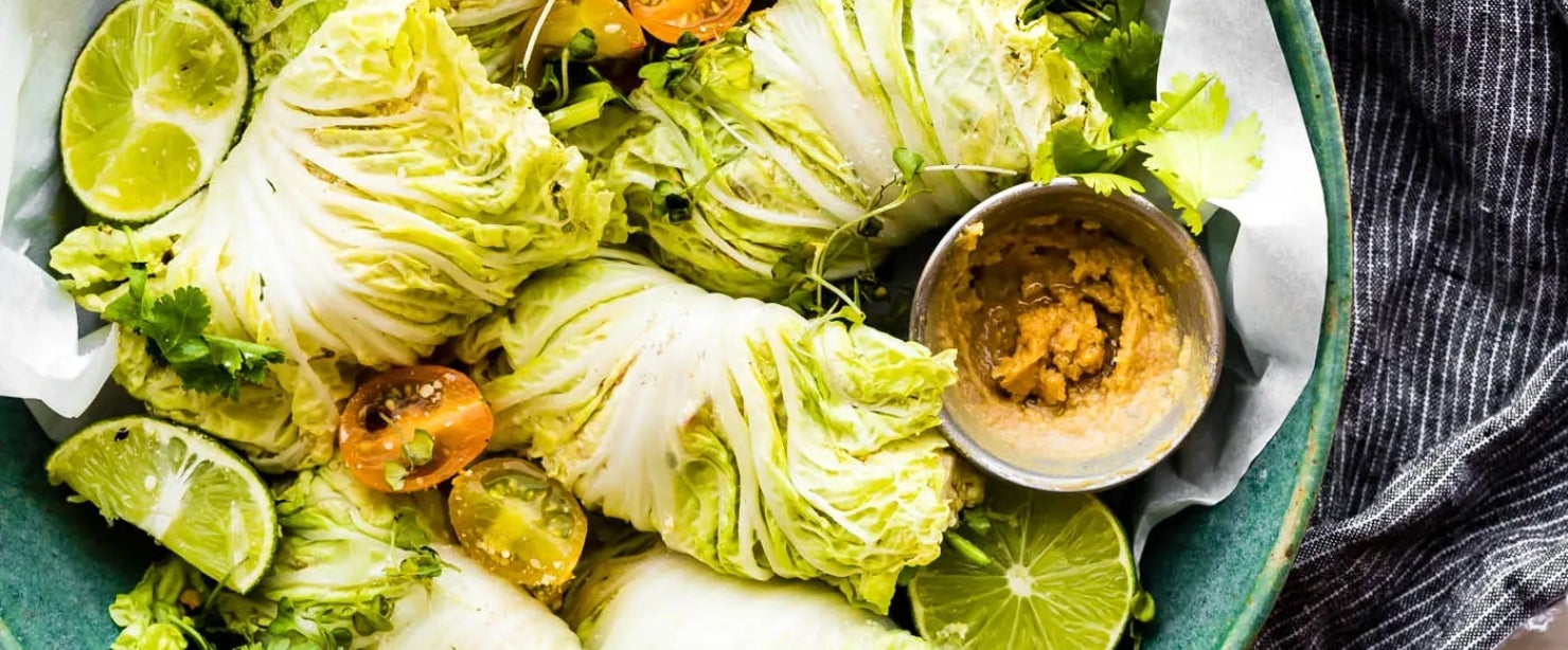 miso chicken cabbage wraps