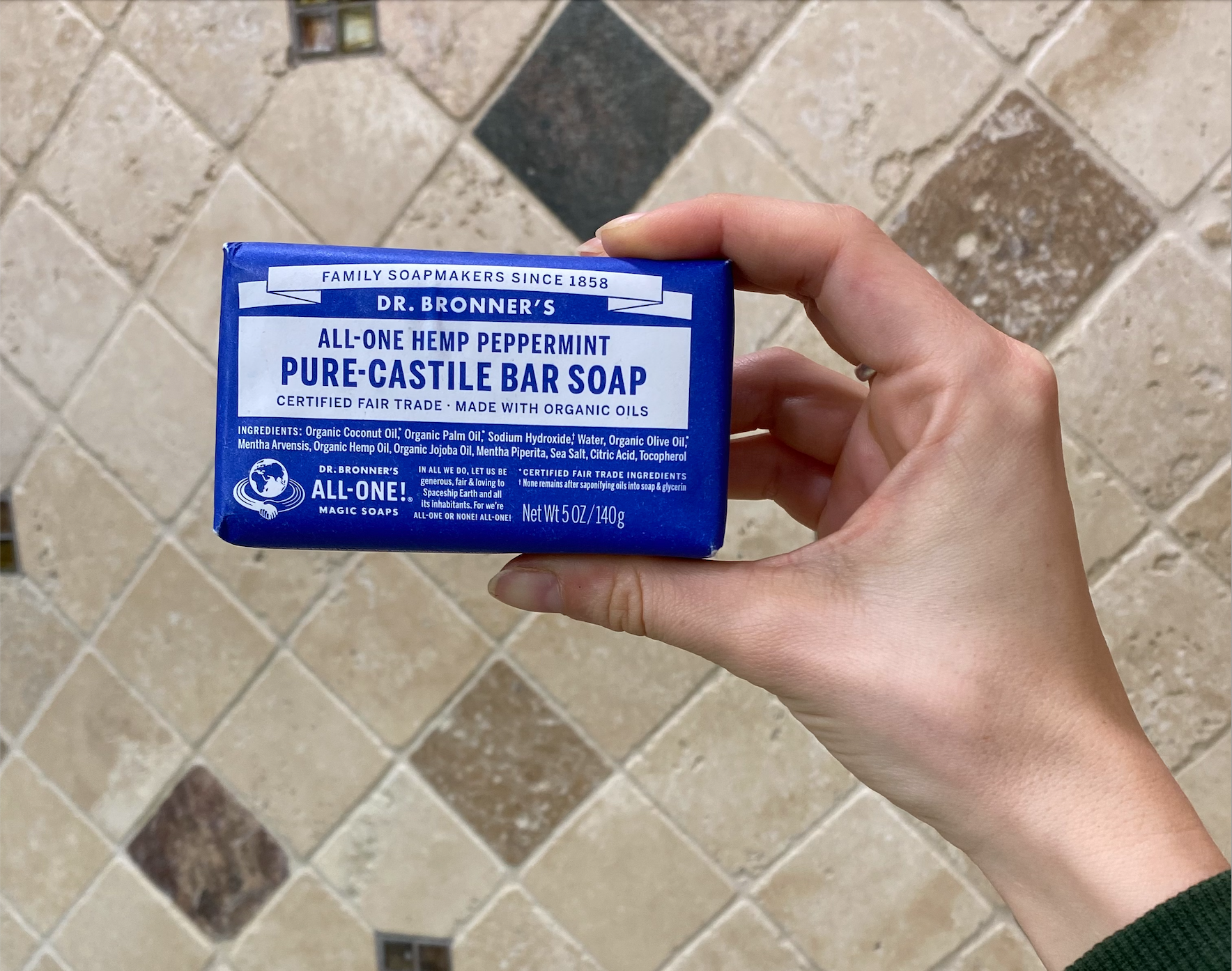 bar of Dr. Bronner's Peppermint Castile Bar Soap