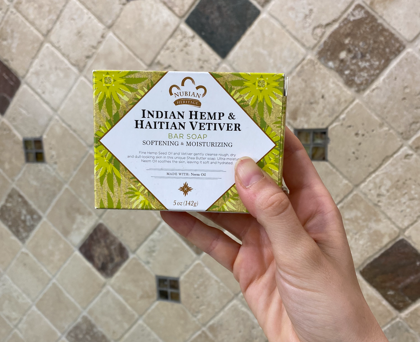 bar of Nubian Heritage Indian Hemp and Haitian Vetiver soap
