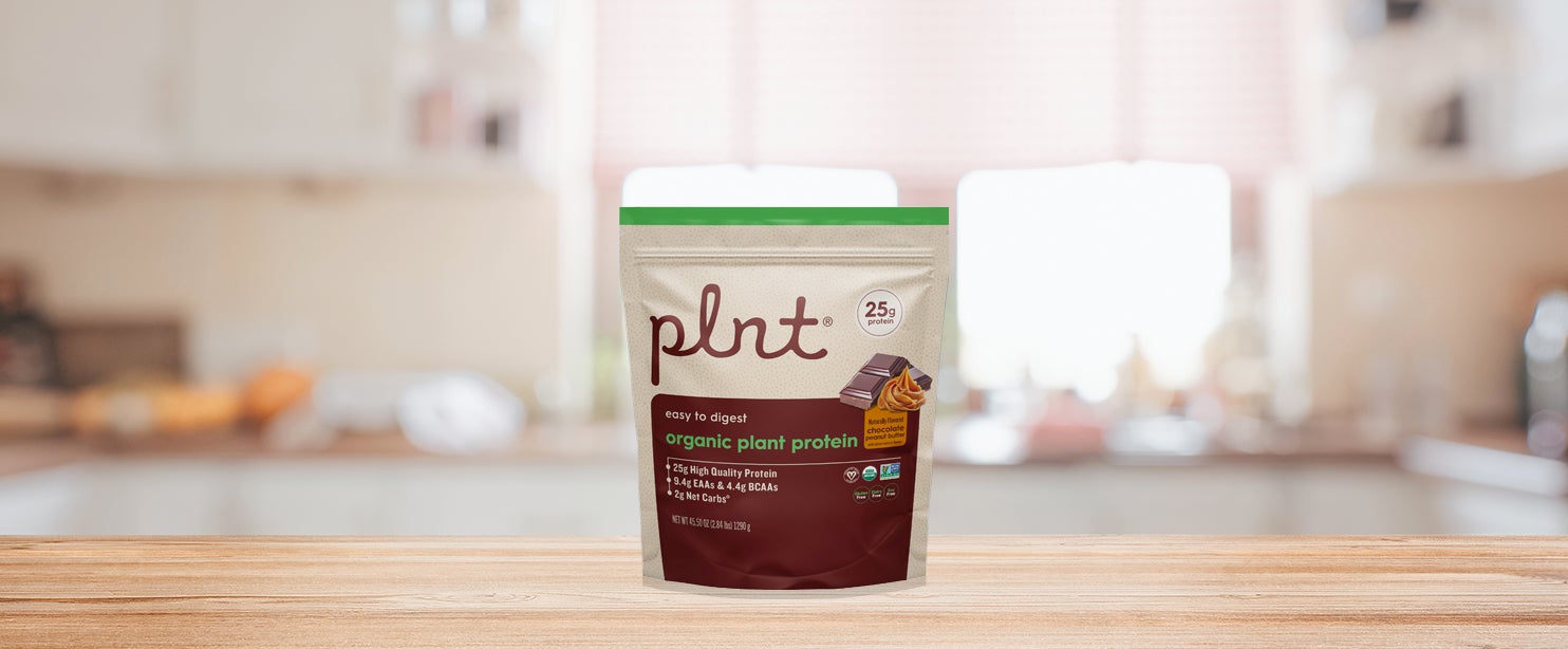 plant protein powder flavors: plnt Chocolate Peanut Butter