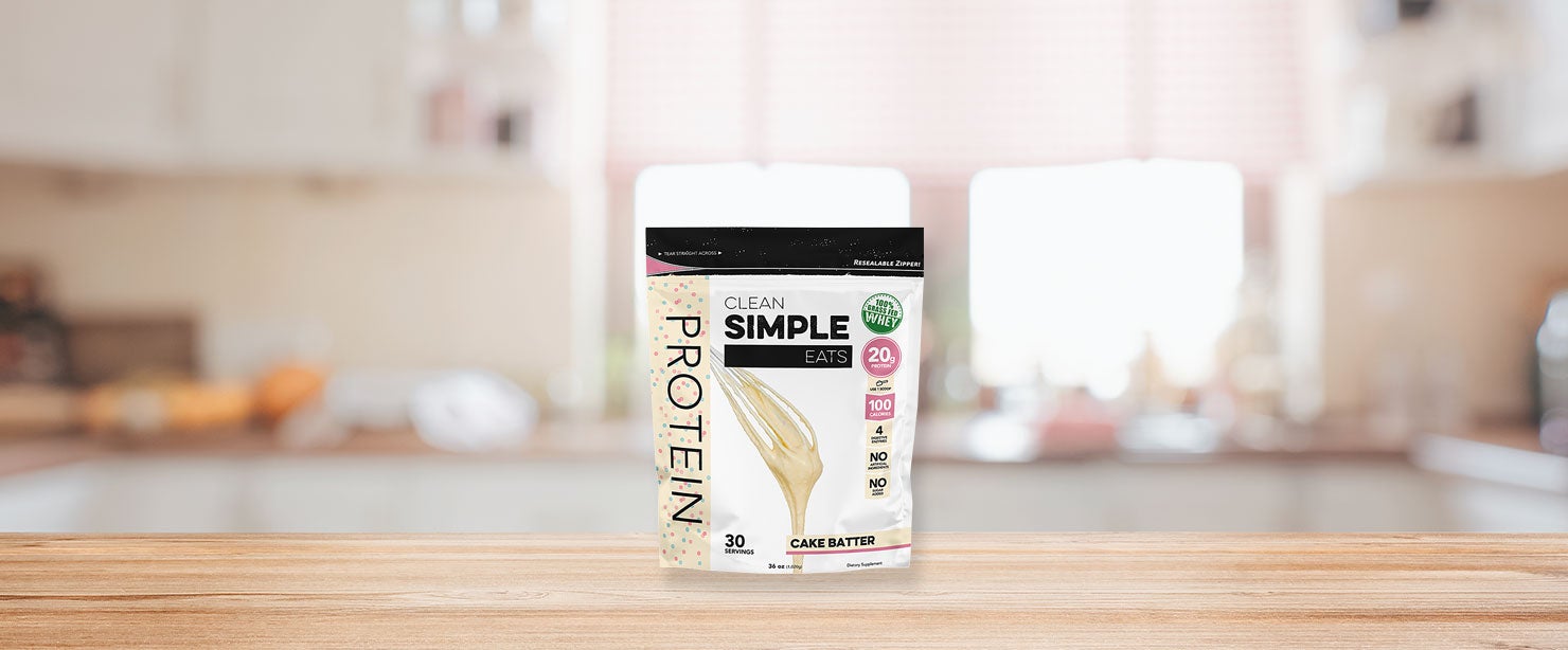 clean simple eats cake batter grass-fed whey protein