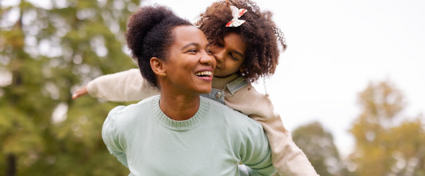 move more: mom daughter piggyback ride